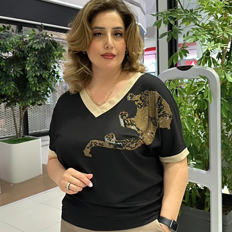 Women's Casual Elegant Printed V-Neck Top