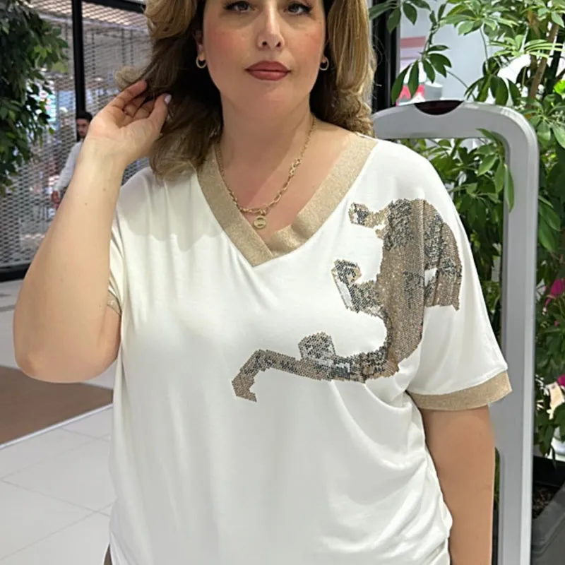 Women's Casual Elegant Printed V-Neck Top