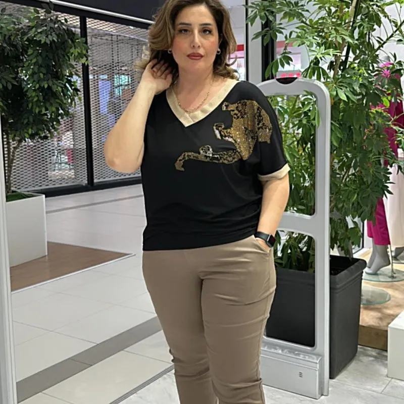 Women's Casual Elegant Printed V-Neck Top