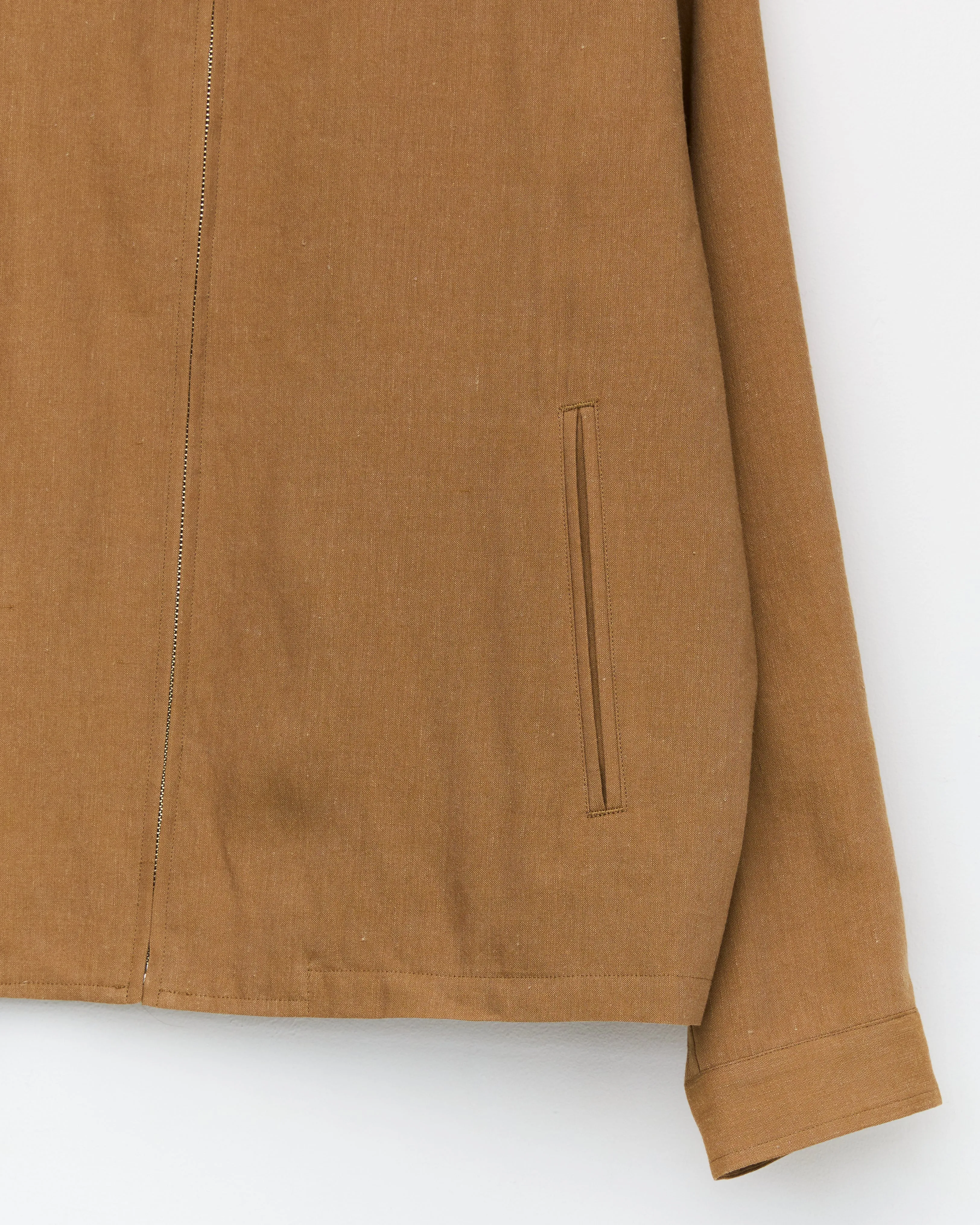 Wool Linen Zip Blouson, Beige