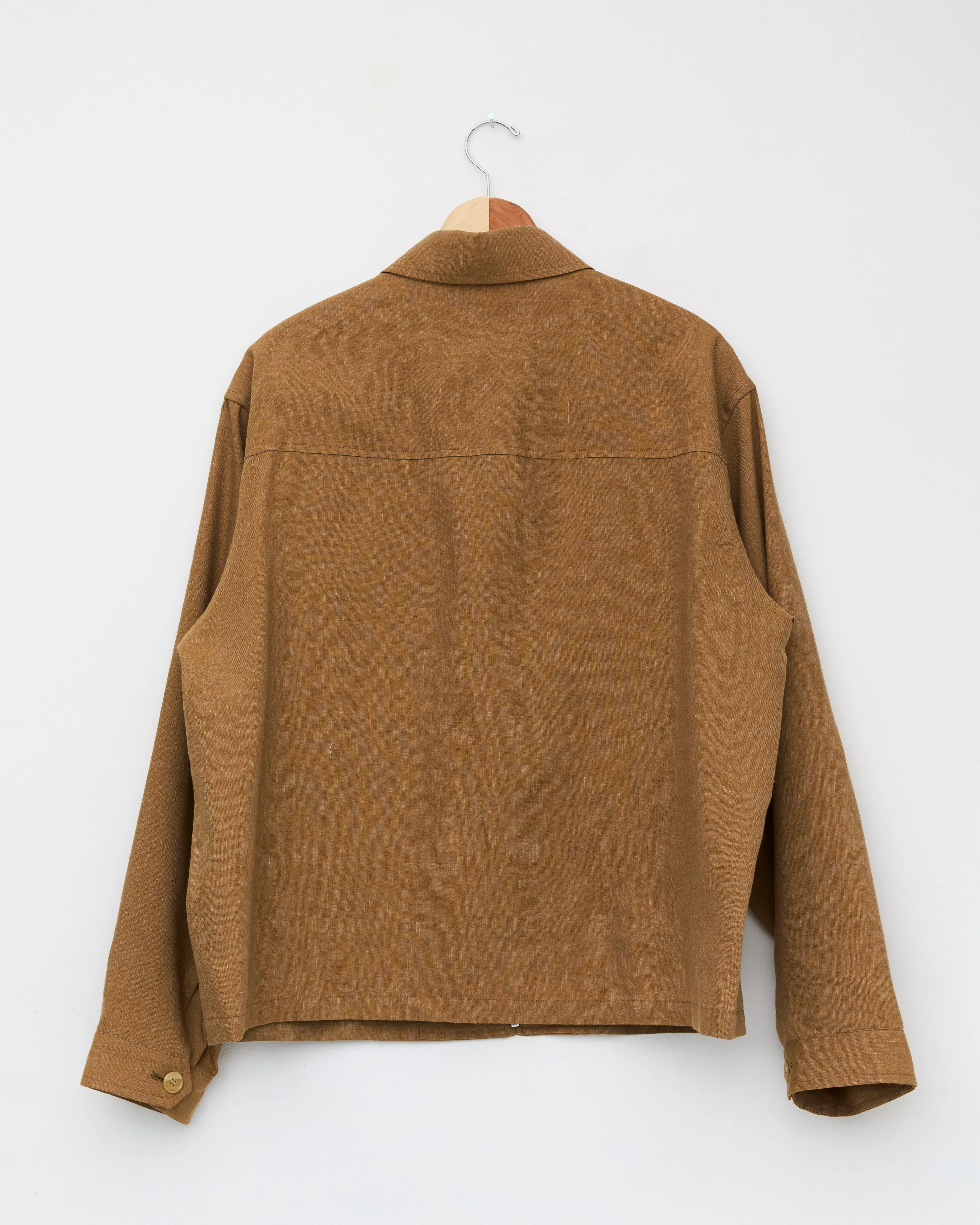 Wool Linen Zip Blouson, Beige