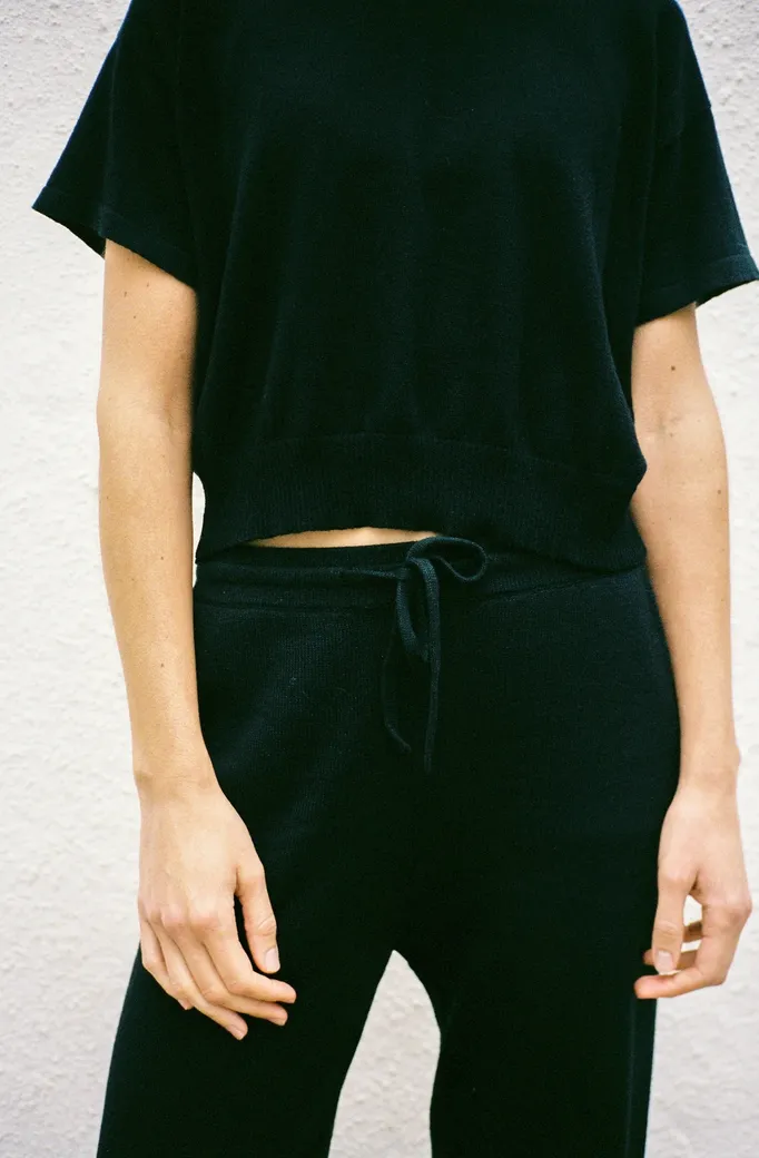 zaira knit trousers in black