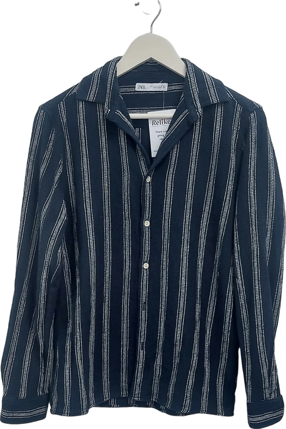 ZARA Blue Textured Stripe Shirt UK S